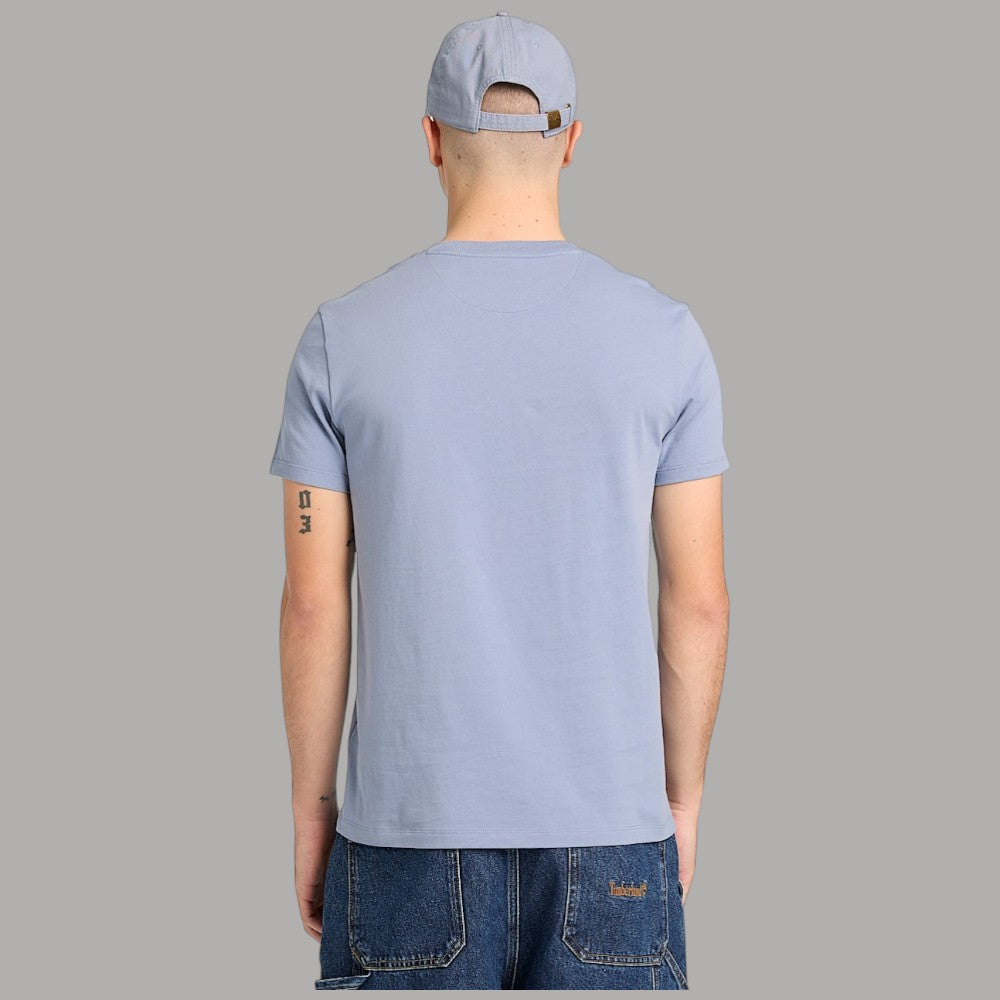 T-shirt uomo azzurro chiaro con logo ricamato sul retro e stampa “7” sulla manica