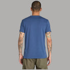 T-shirt da uomo blu in cotone slim vista posteriore con girocollo