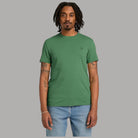 T-shirt da uomo verde in cotone slim con logo ricamato sul petto