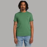 T-shirt da uomo verde in cotone slim con logo ricamato sul petto