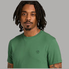 T-shirt da uomo verde in cotone slim con logo ricamato visibile sul petto