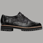 Scarpe Oxford da donna in pelle nera con lacci e suola carrarmato