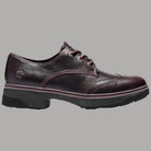 Scarpa oxford da donna in pelle pieno fiore bordeaux, lacci, suola spessa