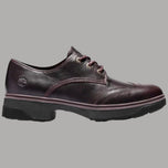 Scarpa oxford da donna in pelle pieno fiore bordeaux, lacci, suola spessa