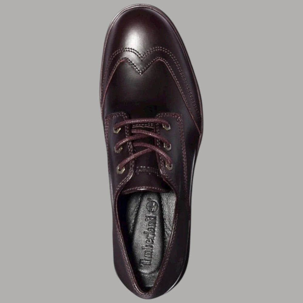 Scarpa stringata in pelle pieno fiore bordeaux, tomaia allacciata, tacco 3,5 cm