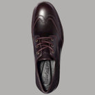 Scarpa stringata in pelle pieno fiore bordeaux, tomaia allacciata, tacco 3,5 cm