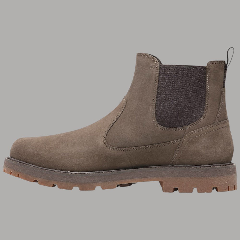Stivale Chelsea marrone con elastico laterale e suola dentellata, punta arrotondata