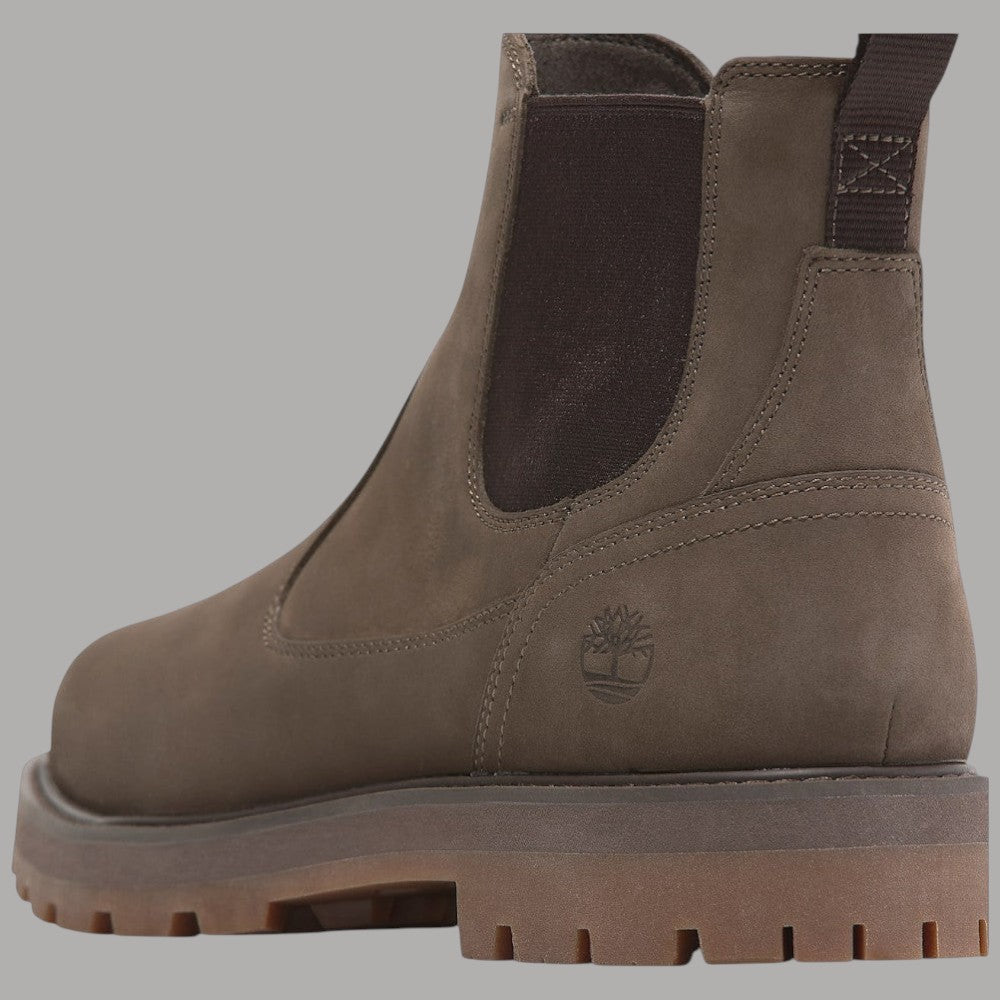 Stivale Chelsea marrone con linguetta posteriore, elastico laterale e suola dentellata