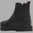 Stivale Chelsea nero Timberland vista laterale con cuciture e suola a tacchetti