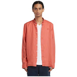 Camicia in lino arancione con bottoni frontali, maniche lunghe Timberland