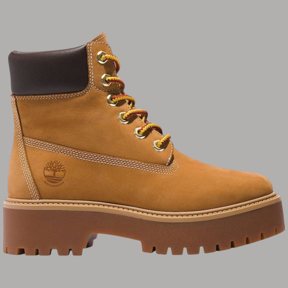 Stivale Timberland donna giallo impermeabile con plateau 6 inch e lacci multicolore