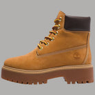 Stivale donna impermeabile giallo, lacci multicolore, suola con plateau e profilo scanalato