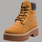 Stivale donna impermeabile giallo, lacci multicolore e tacco chunky con suola scanalata