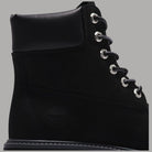Stivale donna nero in pelle con lacci e occhielli metallici, tomaia alta