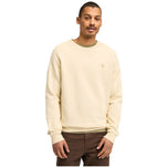 Felpa Timberland beige con scollo rotondo e piccolo logo sul petto