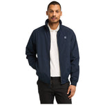 Giacca bomber waterproof blu con zip frontale e cappuccio