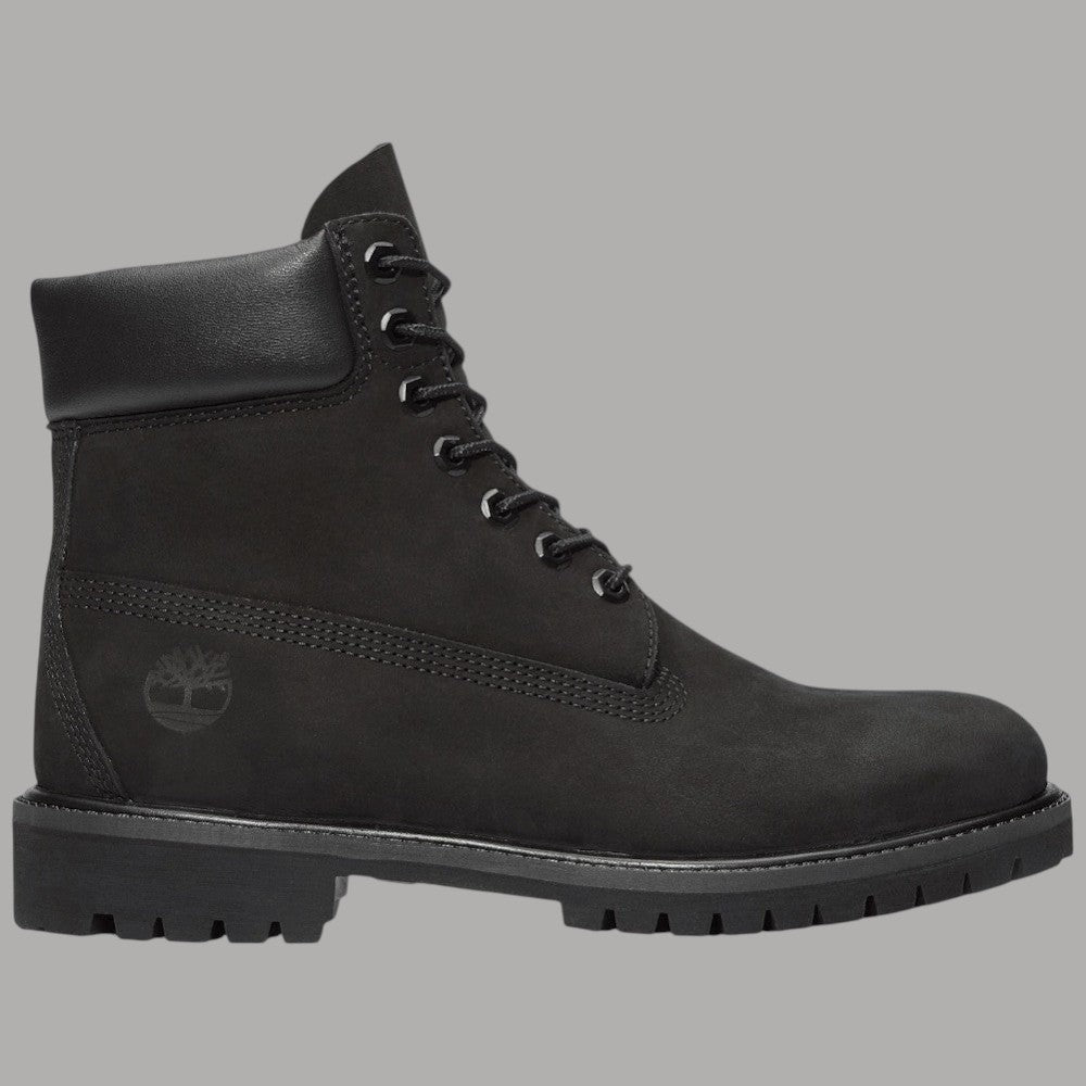 Scarponcini impermeabili Timberland neri alti con lacci e puntale in gomma
