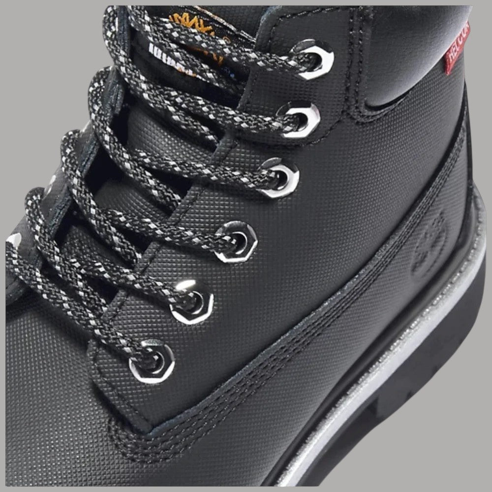 Scarponcini junior in pelle neri Premium 6 inch, con lacci e occhielli metallici