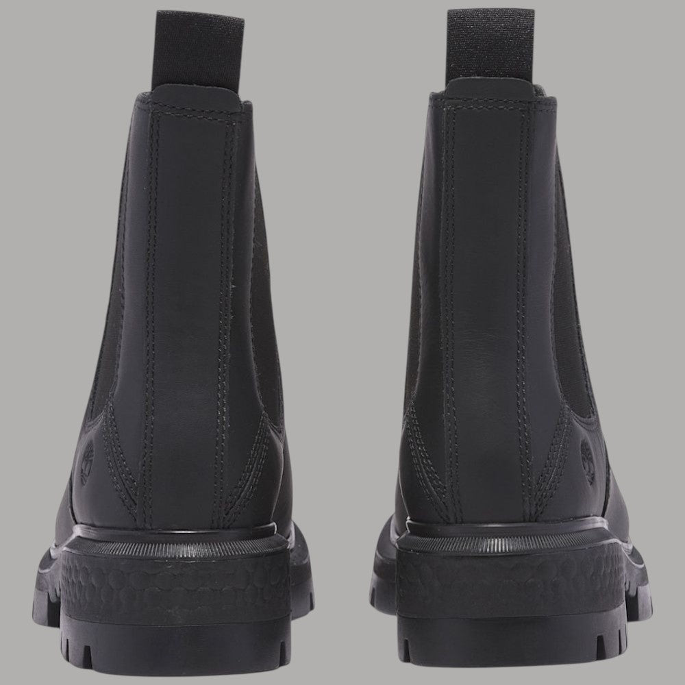 Stivaletto Chelsea Timberland in pelle nera vista posteriore con tacco robusto