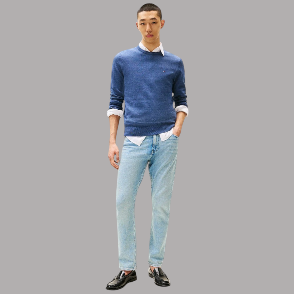 Tommy Hilfiger pullover in cotone blu denim regular fit