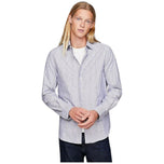 Camicia Tommy Hilfiger a righe sottili blu e bianche, maniche lunghe con bottoni