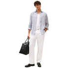 Tommy Hilfiger camicia lino a righe blu e bianco MW0MW385810A5 Camicie Tommy Hilfiger