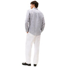 Tommy Hilfiger camicia lino a righe blu e bianco MW0MW385810A5 Camicie Tommy Hilfiger