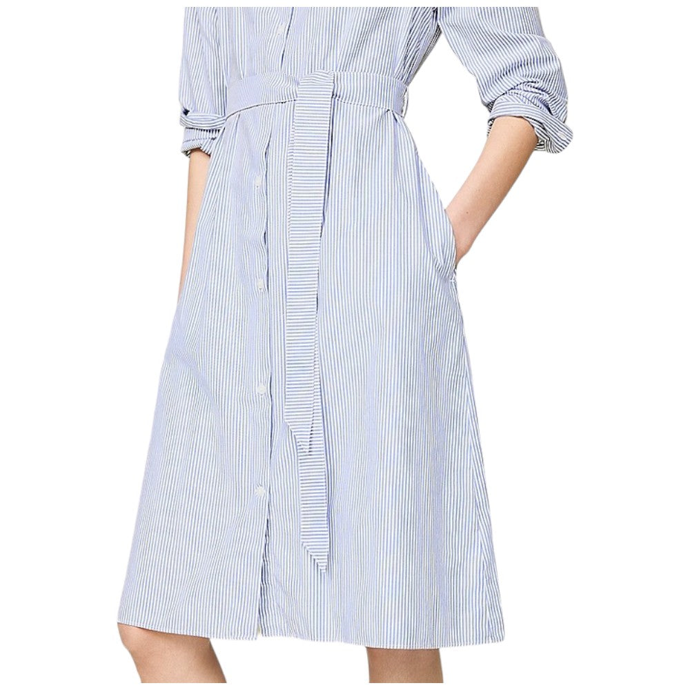 Tommy Hilfiger chemisier vestito a righe bianco celeste WW0WW41001 Vestiti Tommy Hilfiger