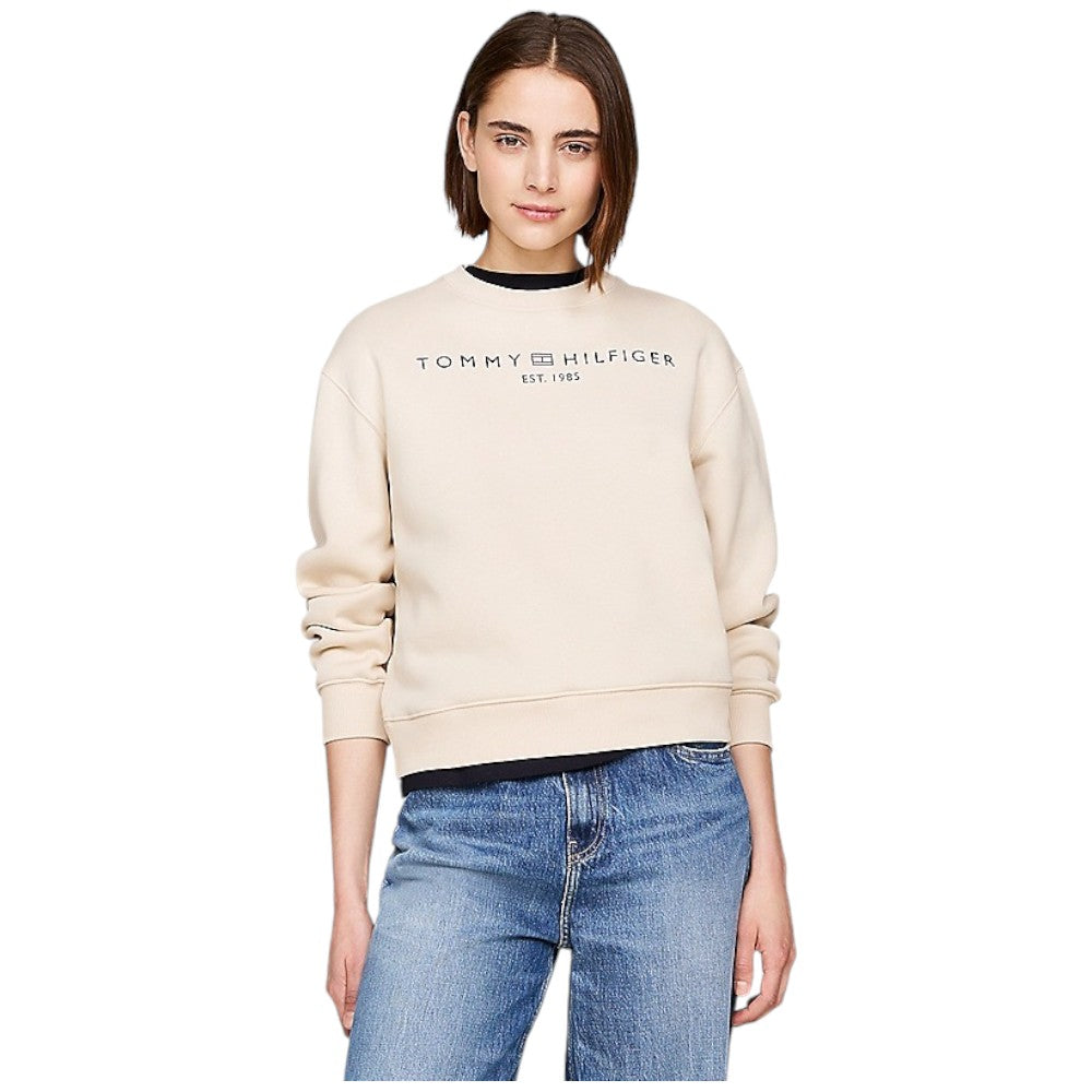 Tommy Hilfiger donna felpa beige da donna WW0WW39791 Felpe Tommy Hilfiger