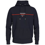 Felpa con cappuccio blu Tommy Hilfiger, tasca a marsupio e logo frontale