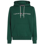 Felpa con cappuccio verde Tommy Hilfiger, logo ricamato e tasca a marsupio