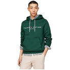 Tommy Hilfiger felpa cappuccio verde logo ricamato MW0MW11599 Felpe Tommy Hilfiger