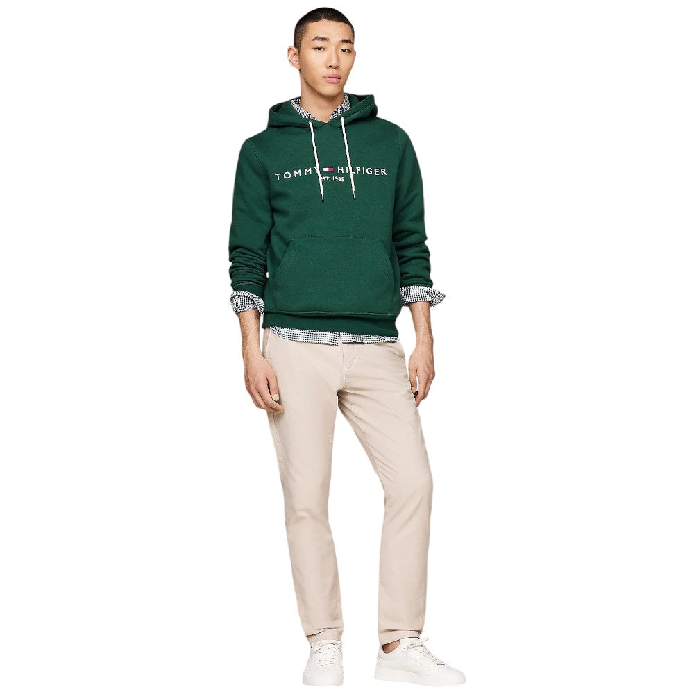 Tommy Hilfiger felpa cappuccio verde logo ricamato MW0MW11599 Felpe Tommy Hilfiger