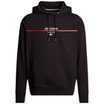 Felpa Tommy Hilfiger nera con cappuccio e cordini, tasca a marsupio