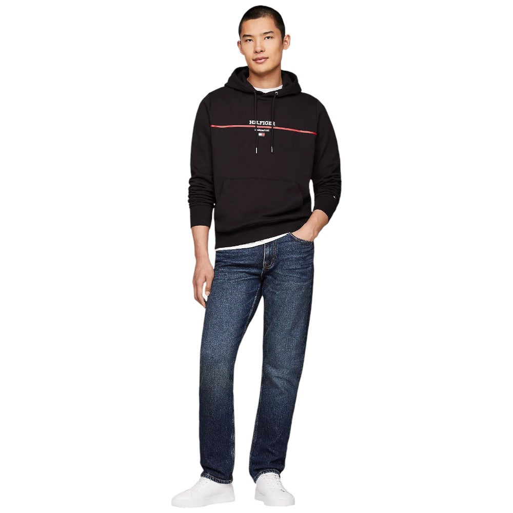 Tommy Hilfiger felpa nera cappuccio terry MW0MW35556 Felpe Tommy Hilfiger