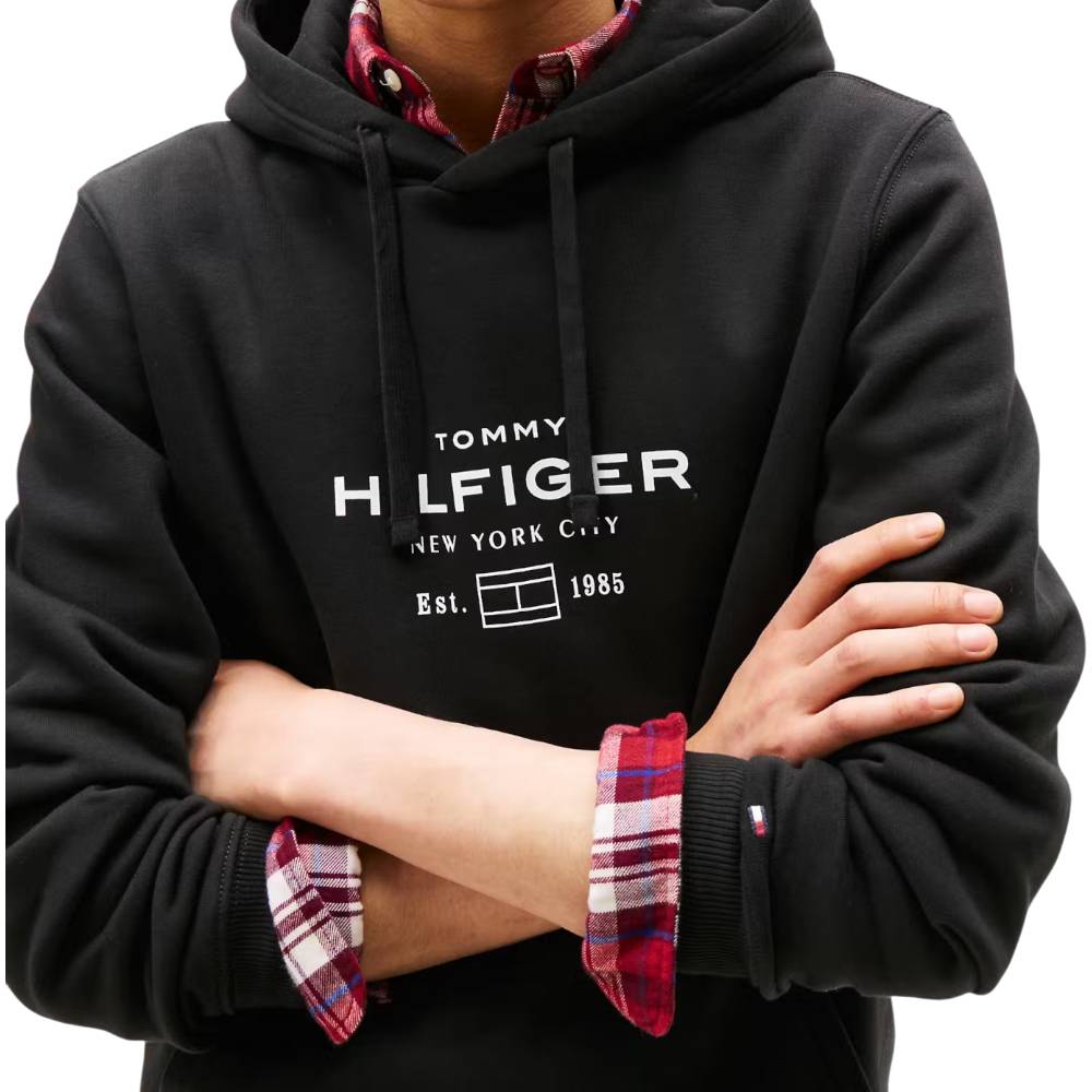 Tommy Hilfiger felpa nera con cappuccio MW0MW40864BDS - Prodotti di Classe