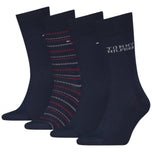 Set di calzini neri Tommy Hilfiger, 4 paia, con righe rosse e logo