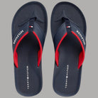 Infradito blu Tommy Hilfiger con inserti rossi e scritte sul plantare