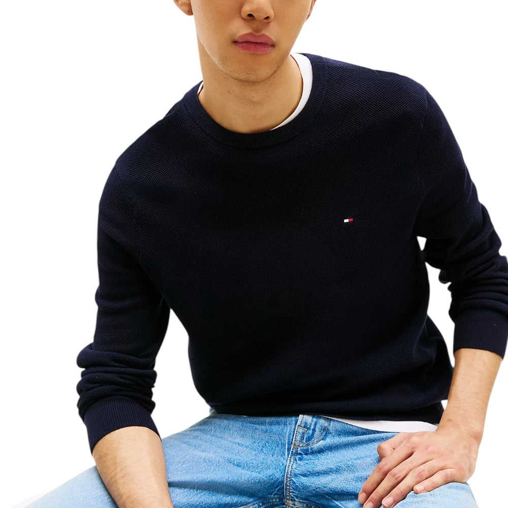 Tommy Hilfiger maglioncino blu strutturato MW0MW36347DW5 Maglieria Tommy Hilfiger