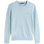 Maglioncino celeste Tommy Hilfiger girocollo, maniche lunghe, logo sul petto
