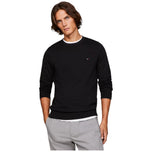 Maglioncino di cotone nero Tommy Hilfiger con girocollo e maniche lunghe