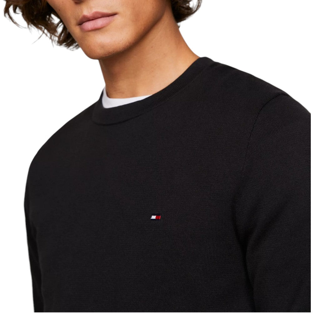 Tommy Hilfiger maglioncino nero classic cotton MW0MW32026 Maglieria Tommy Hilfiger