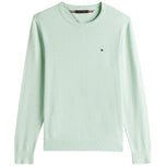 Maglioncino Tommy Hilfiger verde menta girocollo a maniche lunghe con logo