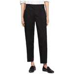 Pantalone nero con passanti, chiusura frontale e gamba affusolata