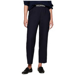 Pantaloni slim blu con elastico in vita e gamba affusolata, orlo leggermente stretto