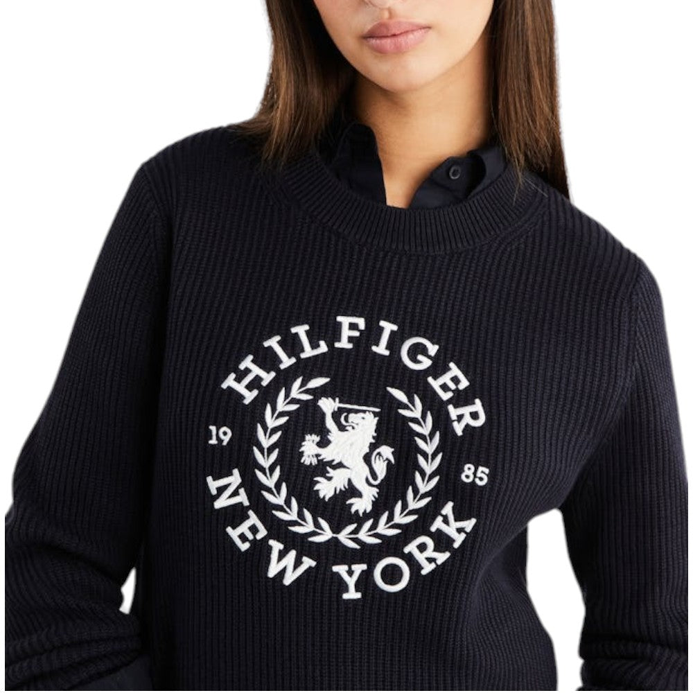 Tommy Hilfiger pullover blu a coste WW0WW41146 Maglieria Tommy Hilfiger