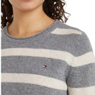 Tommy Hilfiger pullover in lana a righe grigio panna WW0WW44161 Maglieria Tommy Hilfiger