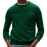 Maglione Tommy Hilfiger girocollo verde bosco con logo sul petto