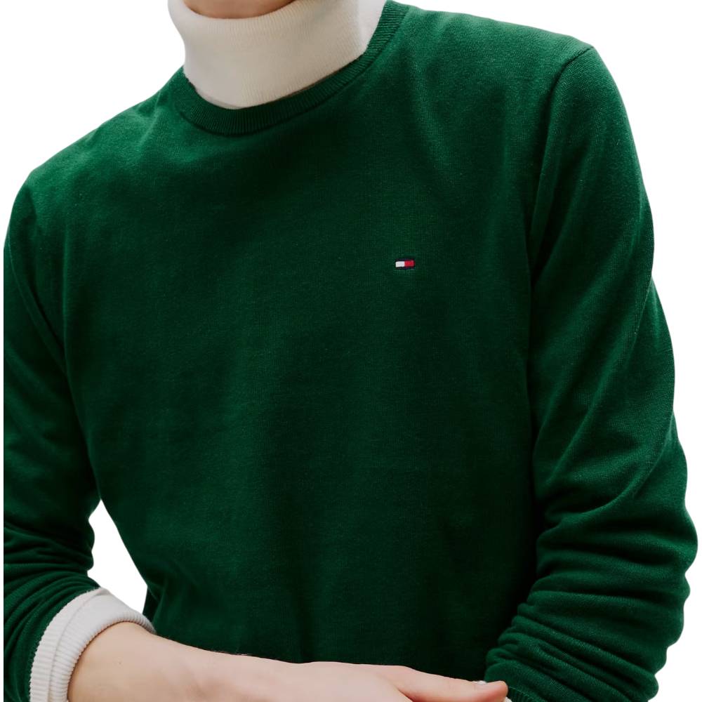 Tommy Hilfiger pullover verde bosco MW0MW39999MQ8 Maglieria Tommy Hilfiger