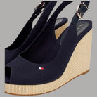 Sandalo con zeppa Tommy Hilfiger blu, cinturino slingback con fibbia, suola in corda